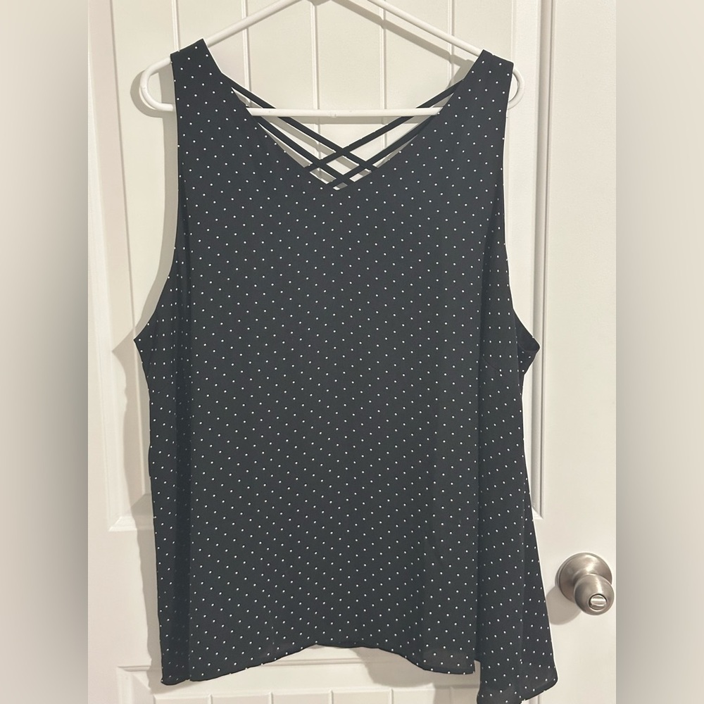 Maurices Black and White Polka Dot Sleeveless Blouse